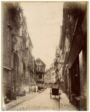 France, Rouen, Rue Saint-Romain Vintage Print, Albumin Print 29.5x23.5  picture
