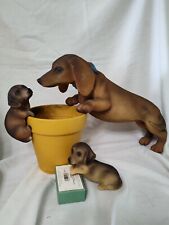 Mom & Puppies Hang/Lean - Wmg2010 Dashshund Dog Statues - Set Of 3 picture