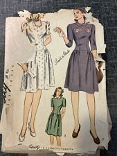 Vtg Simplicity Printed Pattern 4876 Juniors Misses One Piece Dress W/ Transfers picture