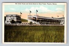 Tijuana Mexico, Club House & Grand Stand At Race Track Souvenir Vintage Postcard picture
