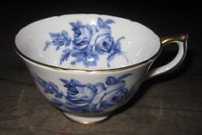 Aynsley bone china # 29 blue & white rose floral teacup w gilt trim picture