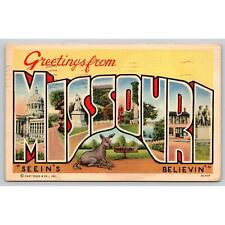 Postcard MS Greetings From Missouri Seein's Believin' Large Letter picture