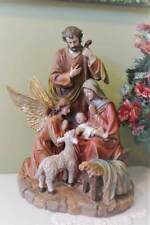 Nativity Set Scene Angel Greets Baby Jesus Lamb 14 inch Resin Holy Family picture