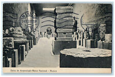 1924 Rock Monument Statues at National Museum Archeology Hall Mexico Postcard picture