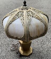 Antique Eight Panel Slag Glass Table Lamp Circa 1920’S picture