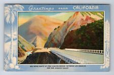Los Angeles CA-California, Ridge Route At Piru Canyon Bridge, Vintage Postcard picture