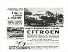 1958 Citroen European Car DS 19 Panhard-Dyna Vintage Original Magazine Print Ad picture