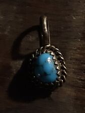 vintage turquoise and silver tiny pendant/ charm picture