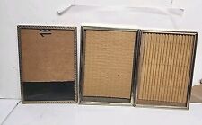 Vintage 3-5x7's Brass Style Gold Metal  Picture Frames Free Standing Clear Glass picture