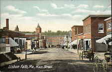 Lisbon Falls Maine ME Main St. Horse Wagon 1900s-10s Postcard picture