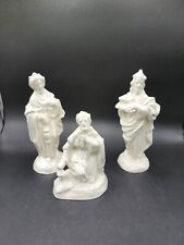 VTG Nativity 3 Three Wise Men Kings Iridescent White Hand Painted Marked Atlantc picture