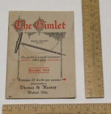 1912 - The Gimlet - Compliments Thomas & Keeney, Mutual, Ok - vintage BOOKLET picture