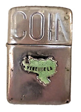 Vtg Zippo Lighter 1950s VENEZUELA Patina COIN Embossed Bradford PA Pat 2517191 picture