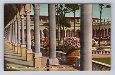 Sarasota FL-Florida, Courtyard of Ringling Art Museum, Antique Vintage Postcard picture