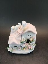 Ceramic Trinket Box House Girl And Cat On Roof picture