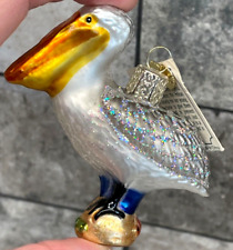 2008 OLD WORLD CHRISTMAS White PELICAN Blown GLASS ORNAMENT Vintage NEW NWT picture