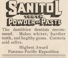 1918 SANITOL Tooth Powder Paste Vintage Print Ad picture
