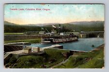 Columbia River OR-Oregon, Cascade Locks, c1909 Antique Vintage Souvenir Postcard picture