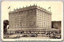 Detroit Michigan 1920s Postcard The Detroiter Hotel Street View Cars picture