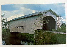 Offutt's Ford Covered Bridge Over Little Blue River Rush County Indiana Postcard picture