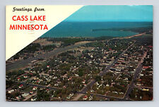 c1961 Aerial View Greetings Cass Lake Minnesota MN Postcard picture