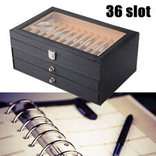 36 Slots Leather Fountain Pen Display Box Pen Organizer Storage Box Collector picture