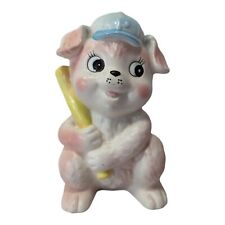 Vintage Inarco E4076 Puppy Dog Baseball Player Ceramic Planter Japan Pink Blue picture