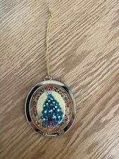 Vintage Christmas Ornament Avon 1995 Brass With Porcelain Inlay picture