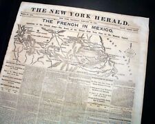  Mexico City French Occupy Map Vicksburg MS Port Hudson 1863 Civil War Newspaper picture