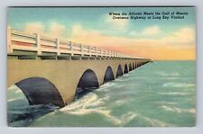 Long Key Viaduct FL-Florida, Overseas Highway, Atlantic, Vintage Postcard picture