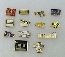 Vintage TV Show Logo Pinback Lapel Pins ~ Lot of  13  ~ Family Ties ~ LA Law ~ + picture