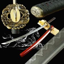 Clay Tempered Handwork Japanese Real Hamon Katana Samurai Folded Steel Blade picture