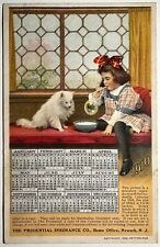 Girl Child Blowing Bubble White Dog Prudential Life Insurance Calendar Postcard picture