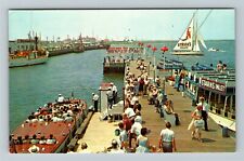 Atlantic City NJ-New Jersey Inlet Pier Beaches Docks Boats Vintage Postcard picture