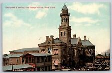 New York~Air View Emigrant Landing & Barge Office~Vintage Postcard picture