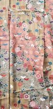 Vintage Japanese Silk Kimono Beautiful Multicolor Motifs White Interior Pristine picture