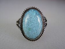 FINE OLD NAVAJO STERLING SILVER & #8 SPIDERWEBBED TURQUOISE RING size 10.5 picture