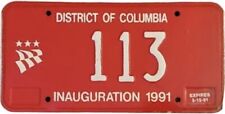 1991 Washington DC Inauguration License Plate picture