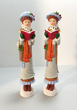 Victorian Girl Caroler Pencil Figurine Noble Arts 1994 Christmas Vtg Lot of 2 picture