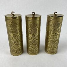 Three (3) Brass Embossed Clock Weights Grandfather Wall Clock - See Photos picture