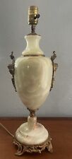 Vintage Neoclassical Urn Italian Carved Alabaster Marble Table Lamp With Brass picture