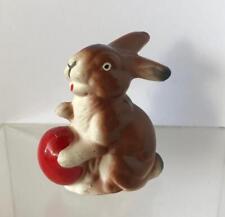 Antique West Germany Paper Mache Easter Bunny Rabbit with Red Egg 4