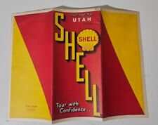 1935 Shell Oil Company Motor Oil Sign GAS STATION road map of Utah  picture