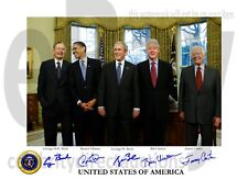 5 U.S. Presidents Signed Official Autographed Photo reprint Bush, Obama, Clinton picture