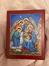Catholic Nativity Scene Icon Monastery Icons Mary + Jesus And The Angels 3.5 x 5 picture