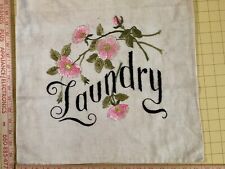 VTG Pink Floral linen embroidered laundry Garment bag Farm House Country Decor picture