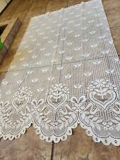 Vintage Lace Fabric White Flower Hearts 33x57  picture