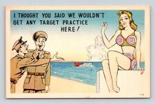 Target Practice Here  - Vintage Risque Military Comic Postcard picture