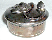 1904 VICTOR SILVER Co Quad-SILVERPLATE *Ring Earrings Trinket ROUND BOX *Nouveau picture