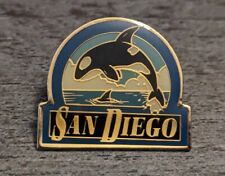 San Diego California Orca Killer Whale Blue & Gold Vintage Souvenir Lapel Pin picture